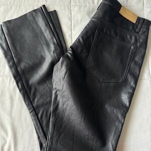 MNML Men’s Black Leather Flare Jeans- Size 33